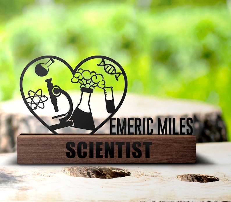 Custom Scientist Desk Name Plate Wedge Personalized Science Lover ...