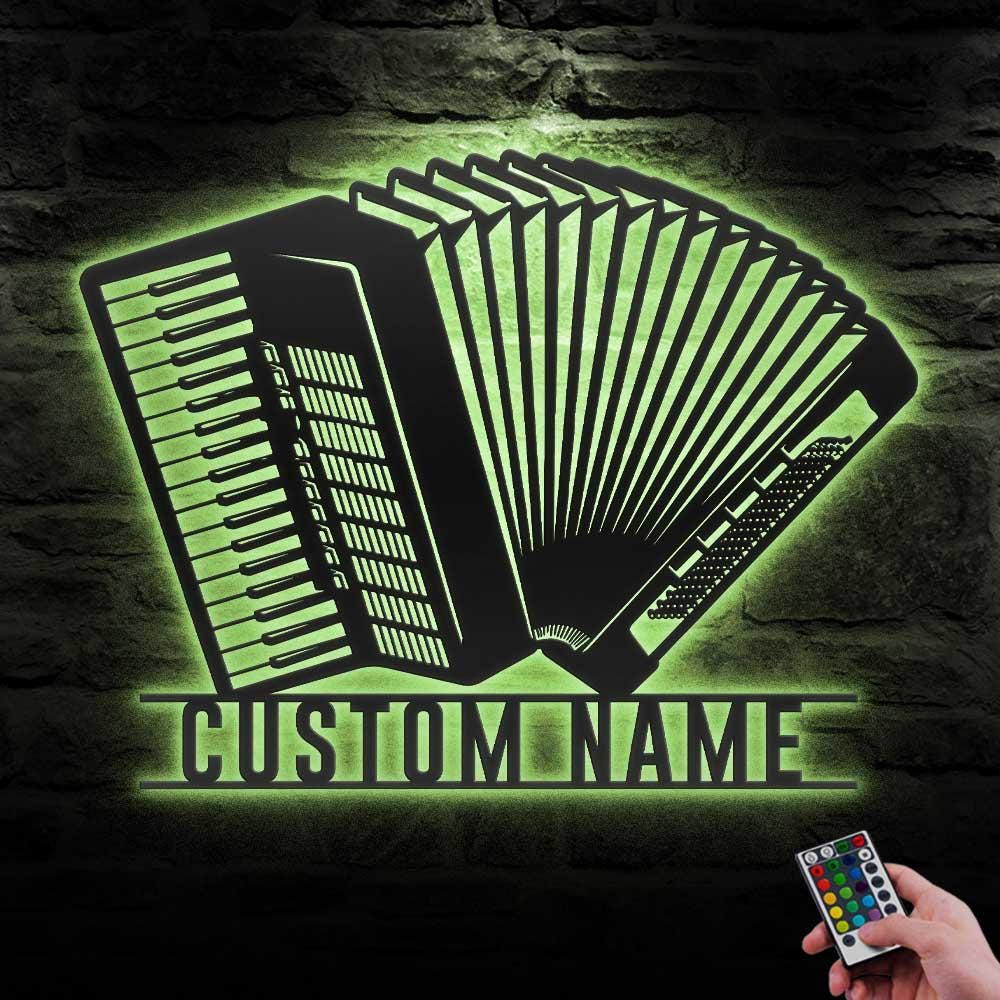 Custom Accordion Musical Instrument Metal Wall Art LED Light