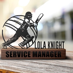 Custom Cricket Desk Name Plate Wedge Personalized Cricket Player Nameplate Office Sign Plaque Graduation Sport  Decor Gift Home Man Cave