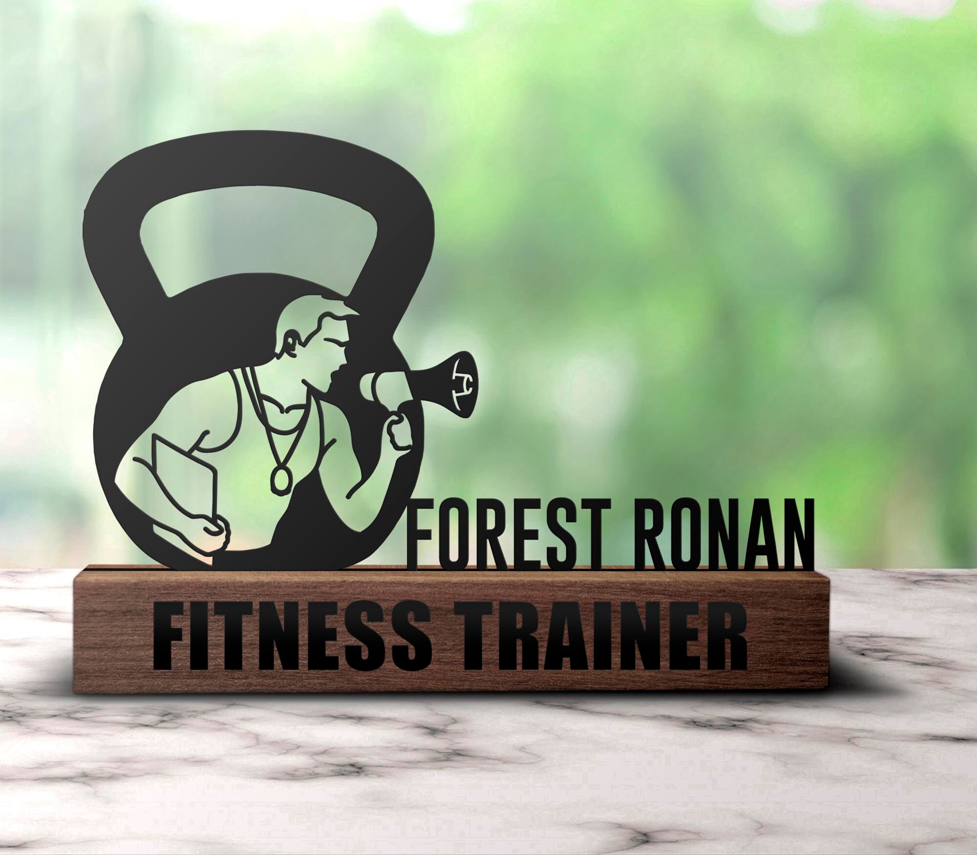Custom Fitness Trainer Desk Name Plate Wedge Personalized Nameplate ...