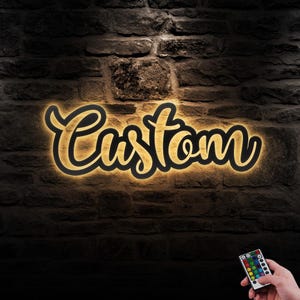 Your Custom Text Words Metal Wall Art LED Light Personalized Name Sign Home Decor Custom Name Outdoor Decoration Housewarming Birthday Xmas