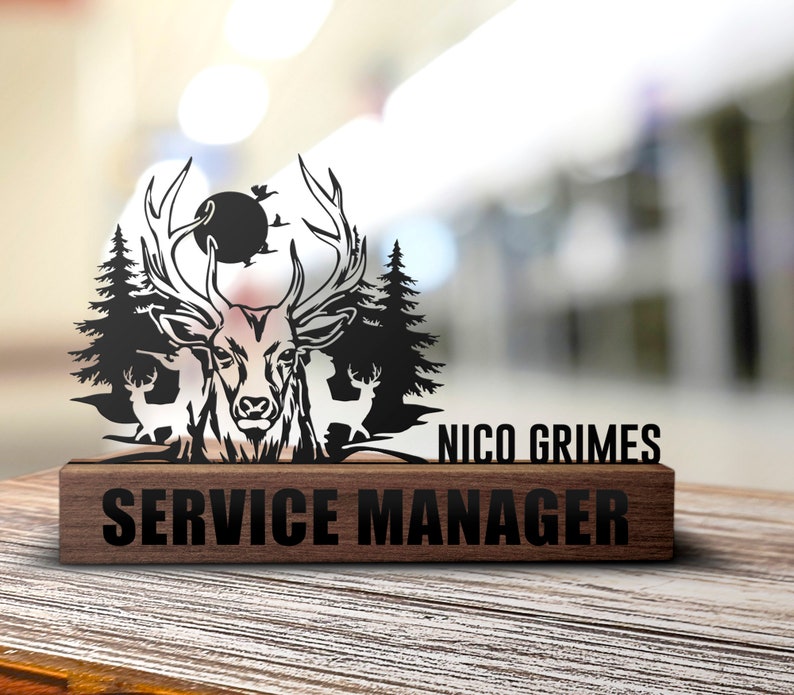 Custom Deer Hunting Desk Name Plate Wedge Personalized Hunter Etsy