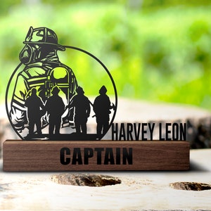 Custom Firefighter Desk Name Plate Wedge Personalized Fireman Nameplate Executive Office Sign Shelf Tabletop Fire Department Plaque Decor