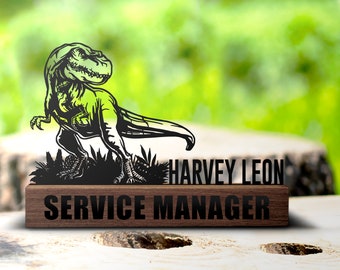 Custom Dinosaur Desk Name Plate Wedge, Personalized Nameplate T-Rex Office Sign Company Shelf Tabletop Plaque Tyrannosaurus Rex Gift Decor
