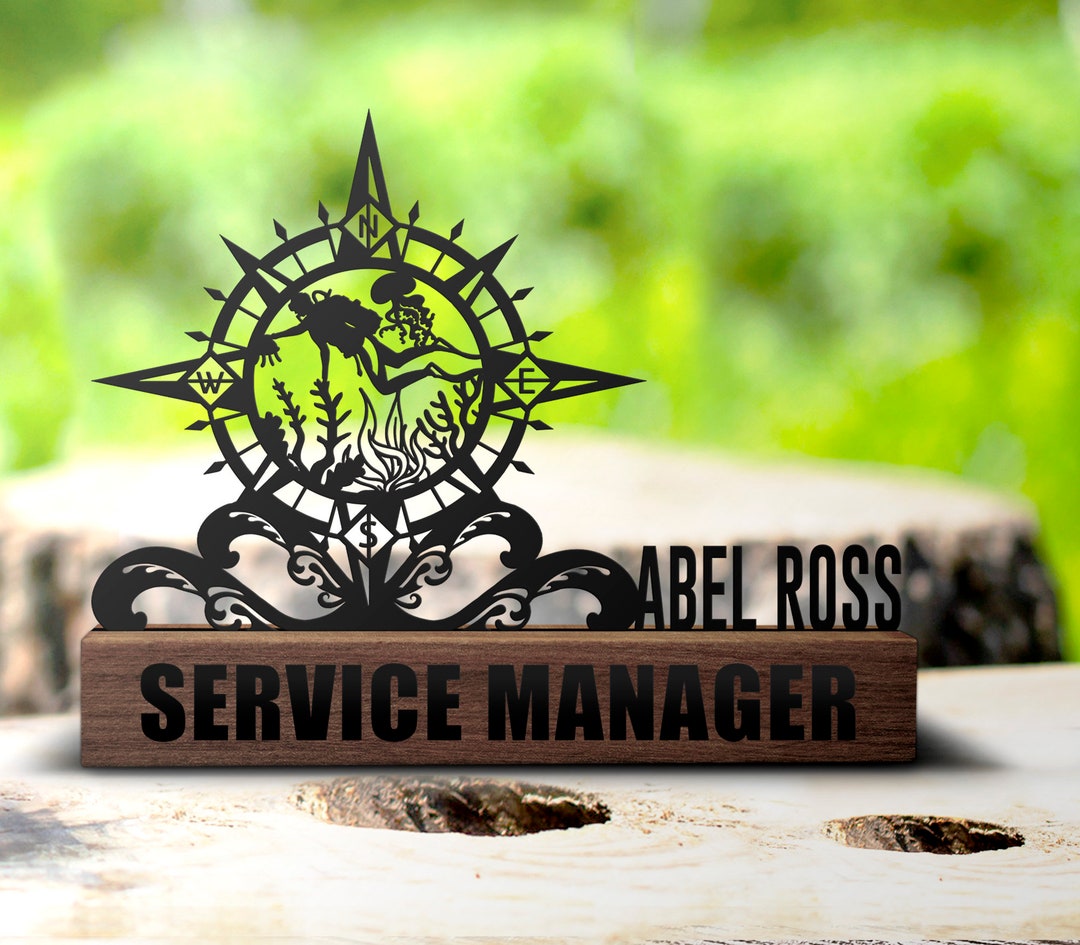 Custom Scuba Diving Desk Name Plate Wedge Personalized Scuba Etsy