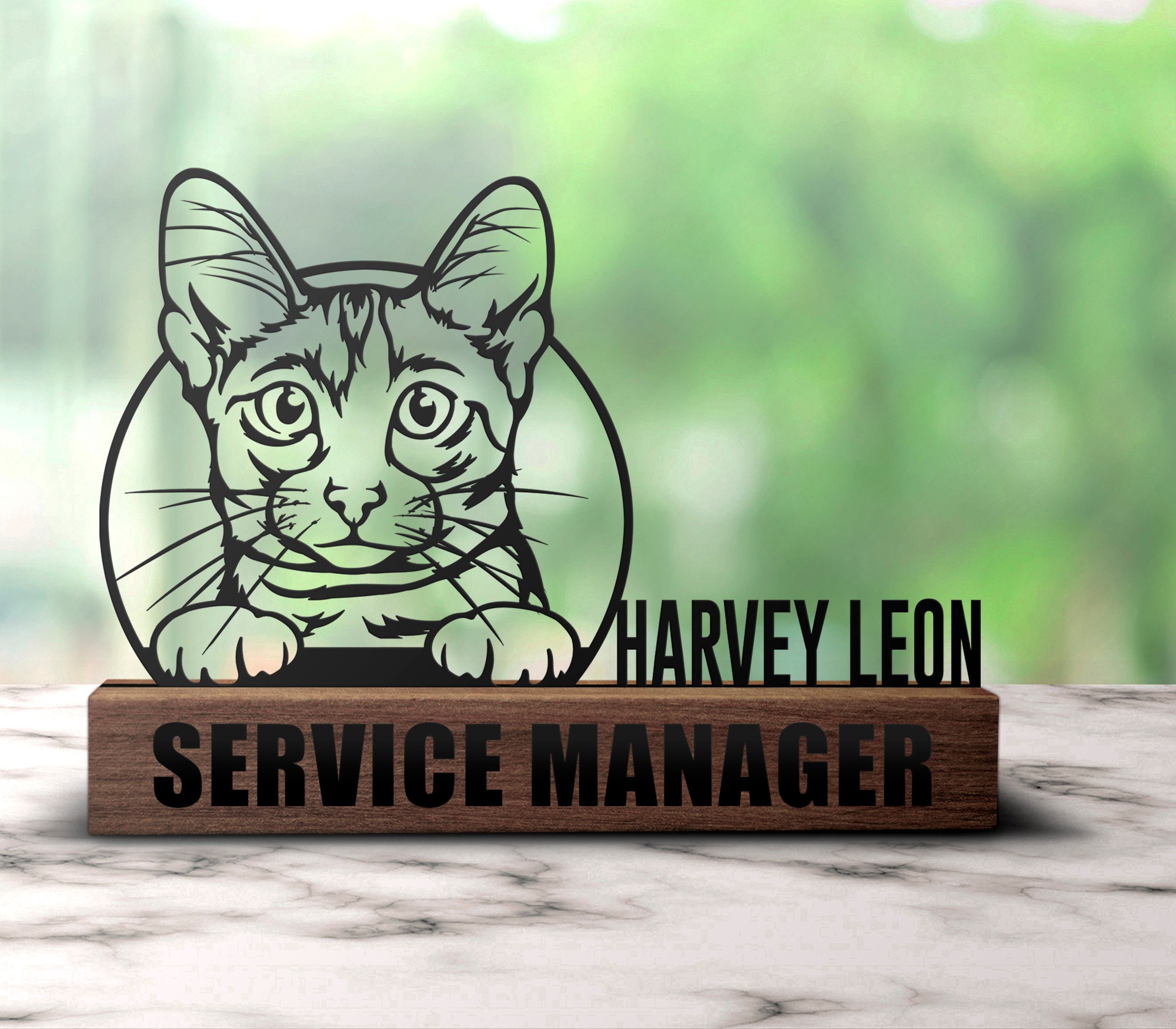 Custom Cute Cat Desk Name Plate Wedge Personalized Funny Kitten ...