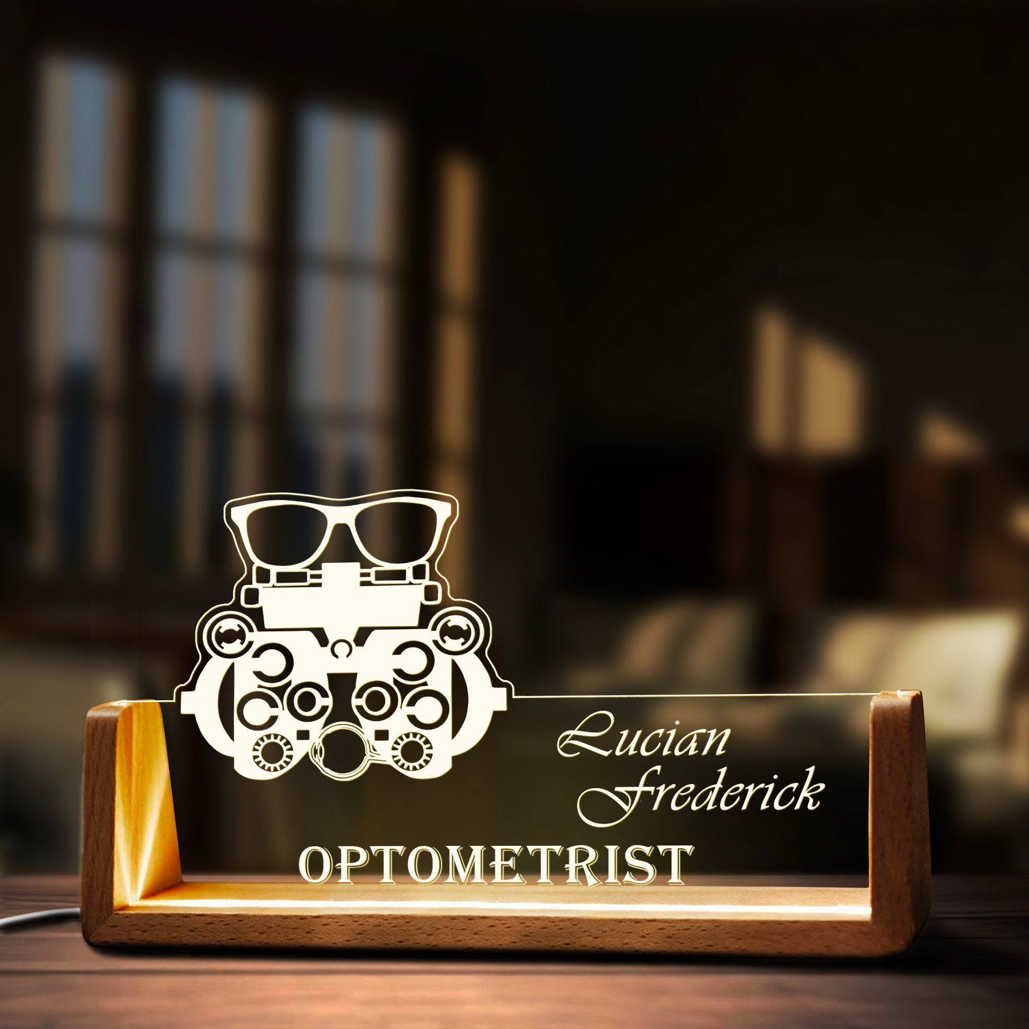 Led Optometry Sign Custom Optometry Gift Desk Name Plate Personalized Optometrist LED ...