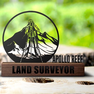 Custom Land Surveyor Desk Name Plate Wedge Personalized Construction Nameplate Office Sign Company Shelf Tabletop Gift Plaque Decor