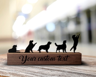 Custom Golden Retriever Desk Name Plate Wedge Personalized Goldie Nameplate Executive Office Sign Company Shelf Tabletop Plaque Decor Gift