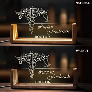 Custom Medical Symbol Desk Name Plate Personalized Nursing LED Light ...