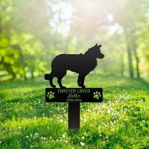 Custom Border Collie Dog Metal Memorial Garden Stake Personalized Pet Grave Marker Name Sign Remembrance Stake Decor Sympathy Dog Loss Gift