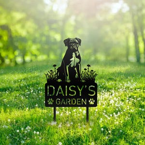 Custom Boxer Dog Metal Memorial Garden Stake Personalized Pet Grave Marker Name Sign Remembrance Stake Decor Sympathy Dog Loss Christmas