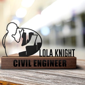 Custom Civil Engineer Desk Name Plate Wedge Personalized Engineering Graduate Nameplate Office Sign Contractor Gift Plaque Decor