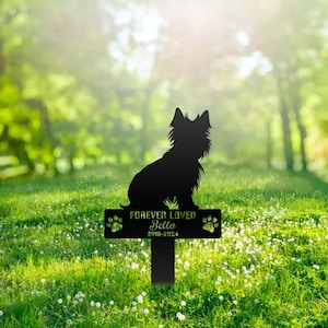 Custom Yorkshire Terrier Dog Metal Memorial Garden Stake Personalized Pet Grave Marker Name Sign Remembrance Stake Decor Sympathy Dog Loss