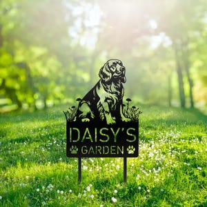 Custom Clumber Spaniel Dog Metal Memorial Garden Stake Personalized Pet Grave Marker Name Sign Remembrance Stake Decor Sympathy Dog Loss