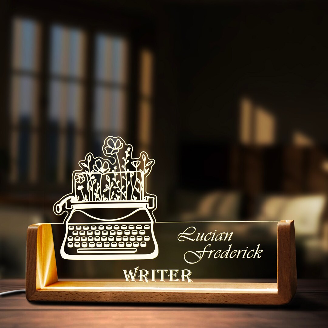 Custom Writer Desk Name Plate Personalized Writing Author LED Light ...
