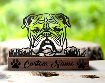 Plaque signalétique de bureau personnalisée bouledogue, plaque signalétique personnalisée pour chien furtivement, enseigne de bureau étagère d'entreprise pour propriétaire de chien, décoration d'anniversaire