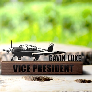 Custom Airplane  Desk Name Plate Wedge Personalized Pilot Nameplate Office Sign Shelf Tabletop Aircraft Airforce GiftPlaque Decor