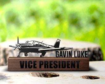 Custom Airplane  Desk Name Plate Wedge Personalized Pilot Nameplate Office Sign Shelf Tabletop Aircraft Airforce GiftPlaque Decor