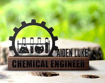 Custom Chemical Engineer Desk Name Plate Wedge Personalized Engineering Graduate Nameplate Office Sign Shelf Tabletop Gift Plaque Decor