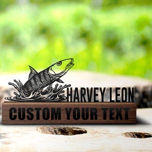 Custom Bonefish Desk Name Plate Wedge Personalized Fisher Nameplate Executive Office Sign Company Shelf Tabletop Fishing Decor Christmas