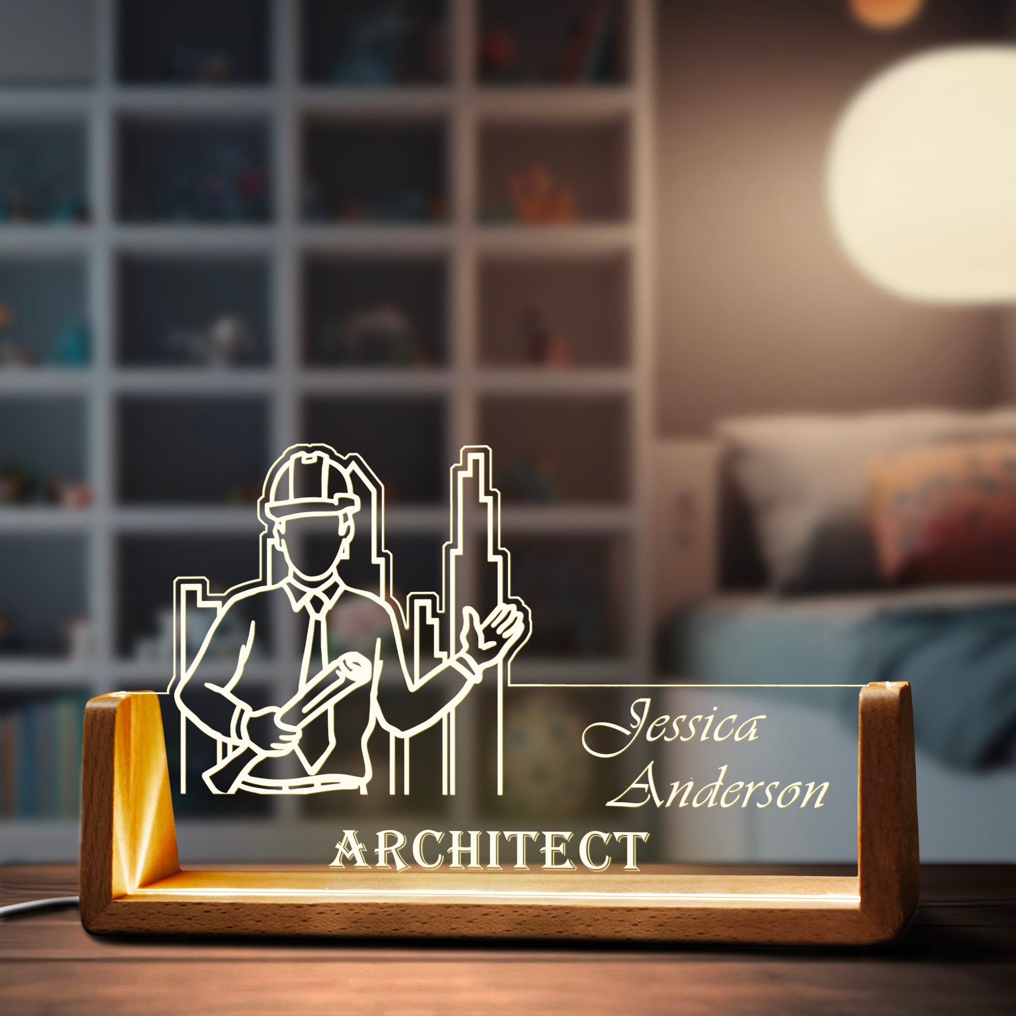 Custom Architect Desk Name Plate Personalized Architecture LED Light ...