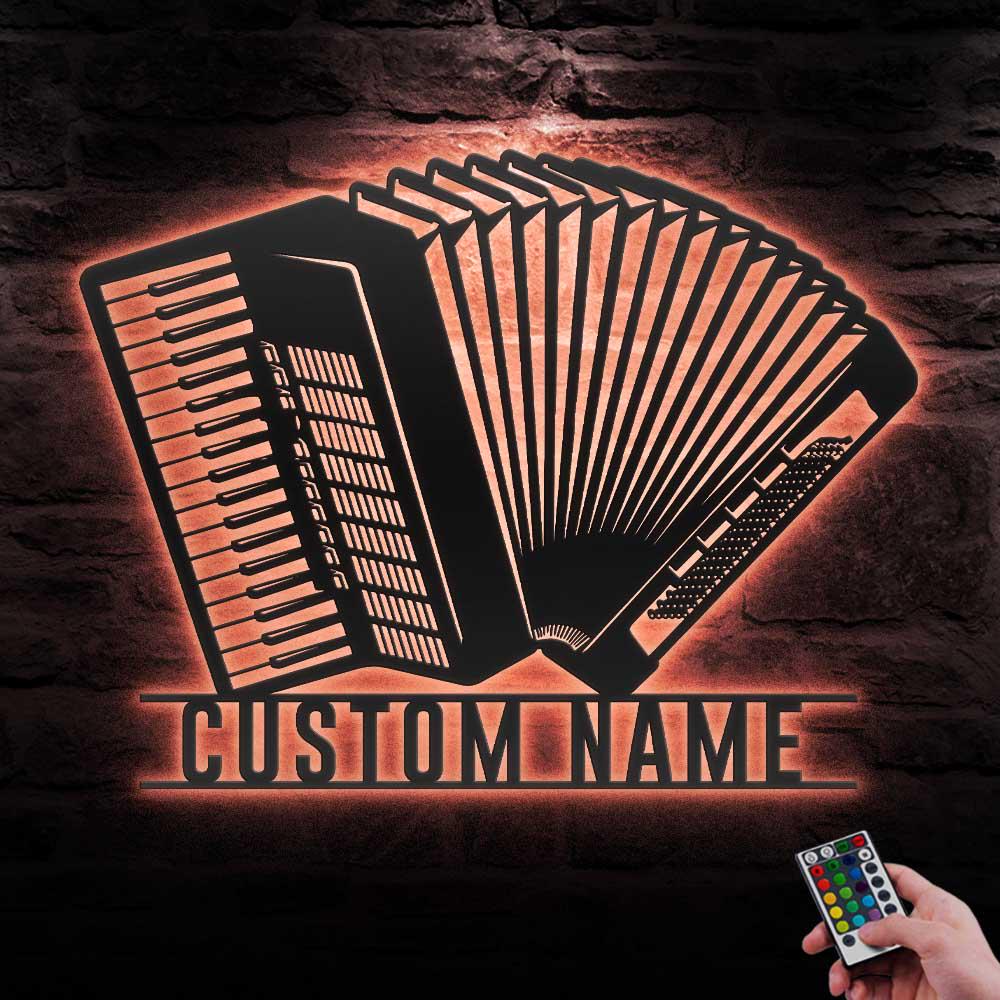 Custom Accordion Musical Instrument Metal Wall Art LED Light