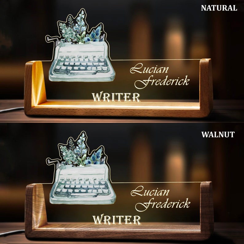 Custom Writer Desk Name Plate Personalized Writing Author LED Light ...