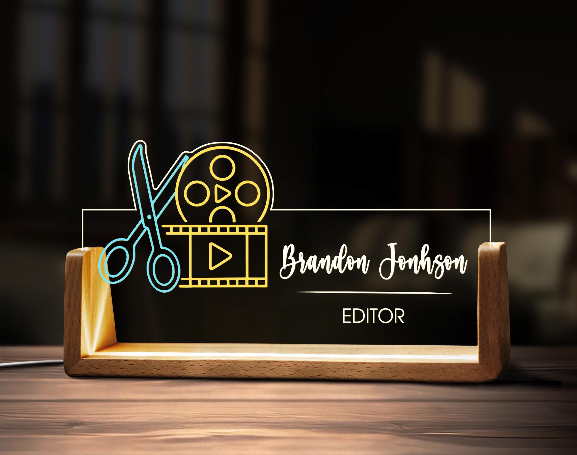 Custom Film Editor Desk Name Plate Personalized Editor Gift Acrylic LED  Lamp Wooden Base Office Accessories Tabletop Decor Coworker Boss - Etsy New  Zealand, image size:2000x1578