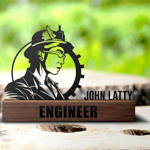Custom Engineer Desk Name Plate Wedge Personalized Engineering  Nameplate Office Sign Shelf Tabletop Engineer Gifts Plaque Decor