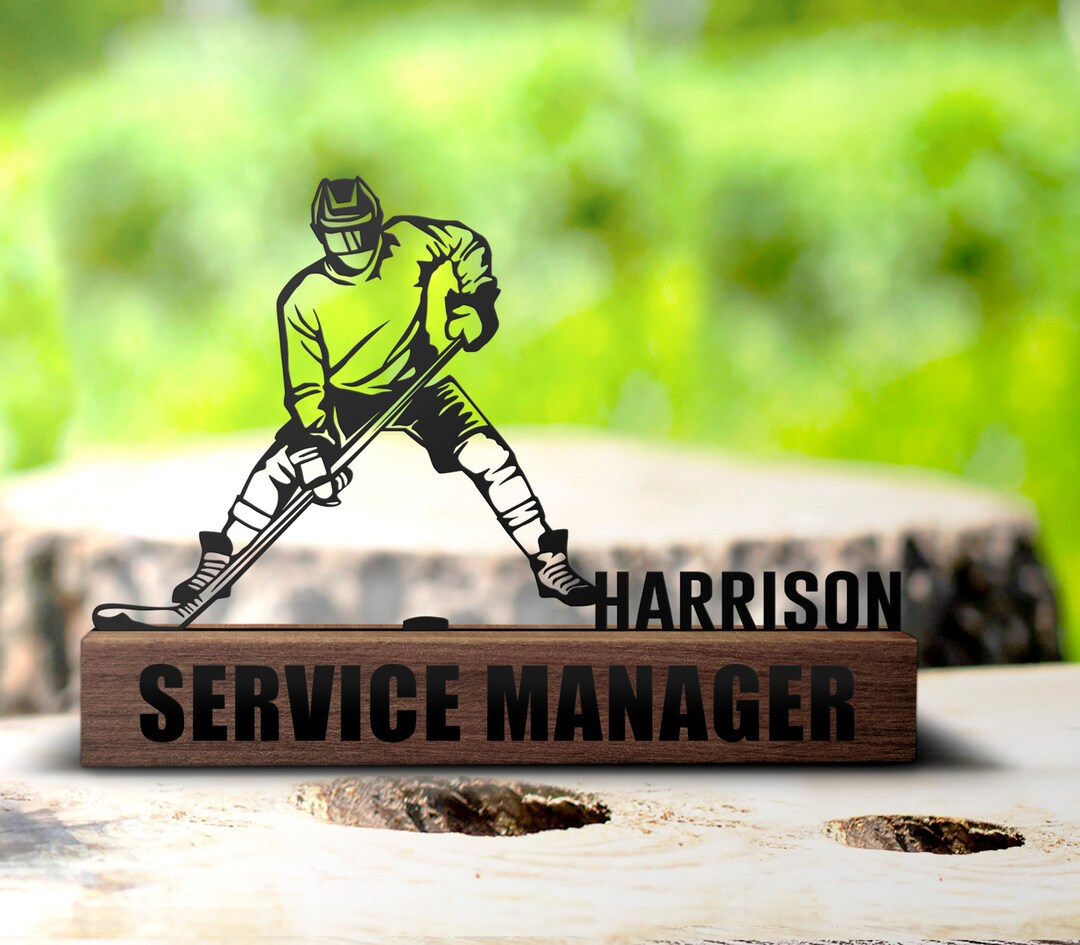 Custom Hockey Desk Name Plate Wedge Personalized Hockey Player Name