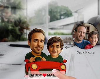 Benutzerdefinierte Vater und Sohn Figur Trinket Karikatur Porträt Schreibtisch Name Platte Personalisierte Papa Acryl Plaque Lustiges Vatertagsgeschenk für Papa