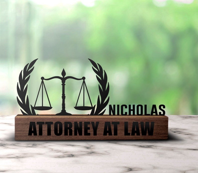 Custom Lawyer Desk Name Plate Wedge Personalized Attorney Etsy