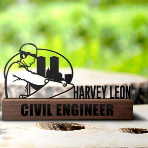 Custom Civil Engineer Desk Name Plate Wedge Personalized Engineering Graduate Nameplate Office Sign Contractor Gift Plaque Decor