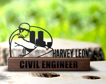 Custom Civil Engineer Desk Name Plate Wedge Personalized Engineering Graduate Nameplate Office Sign Contractor Gift Plaque Decor