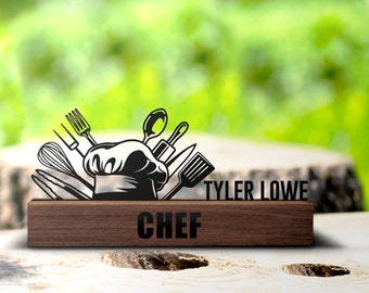 Benutzerdefinierte Chef Schreibtisch Name Plate Keil Personalisierte Chef Werkzeuge Typenschild Büro Schild Regal Tabletop Kochen Werkzeuge Plaque Decor