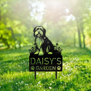 Custom Bearded Collie Dog Metal Memorial Garden Stake Personalized Pet Grave Marker Name Sign Remembrance Stake Decor Sympathy Dog Loss Gift