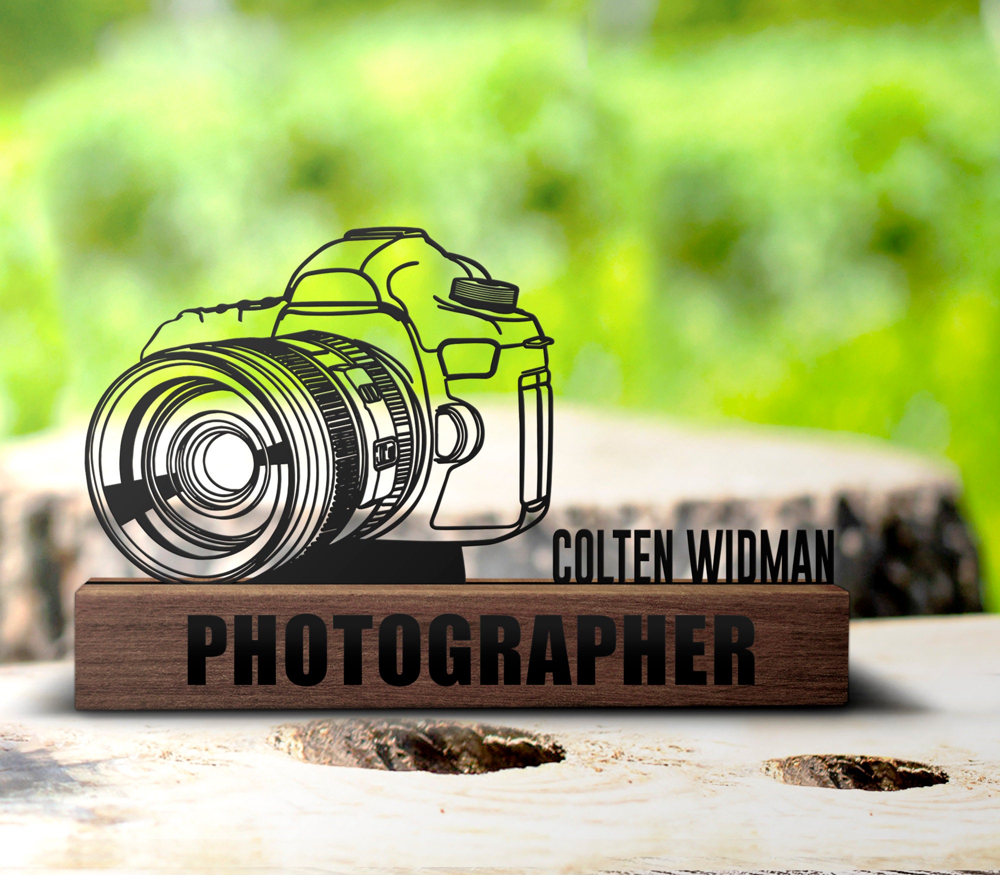 Photographer at the desk, office gadgets and object lens Stock Photo by  halfpoint
