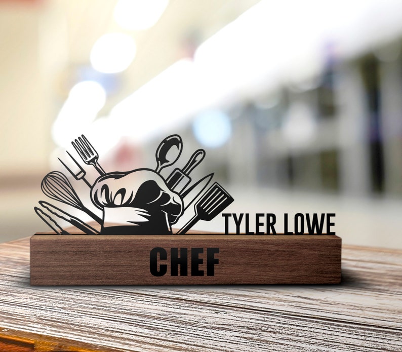 Custom Chef Desk Name Plate Wedge Personalized Chef Tools - Etsy