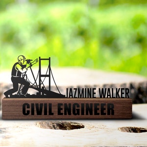 Custom Civil Engineer Desk Name Plate Wedge Personalized Construction Engineering Nameplate Office Sign Contractor Gift Plaque Decor