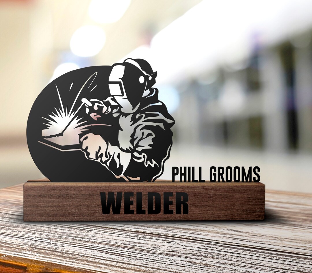 Custom Welder Desk Name Plate Wedge Personalized Welding Nameplate