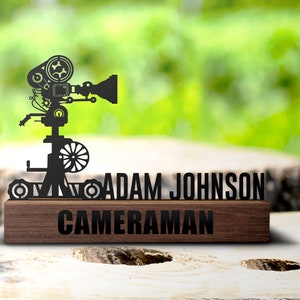 Plaque signalétique de bureau personnalisée pour appareil photo, plaque signalétique personnalisée pour employé de cinéma, plaque signalétique de bureau, étagère, film photographique