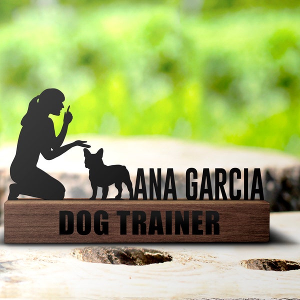 Custom Dog Trainer Desk Name Plate Wedge Personalized Pet Store Nameplate Office Sign Shelf Tabletop Plaque Gift Decor
