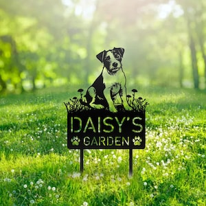 Custom Jack Russel Terrier Dog Metal Memorial Garden Stake Personalized Pet Grave Marker Name Sign Remembrance Stake Decor Sympathy Dog Loss