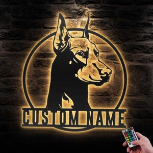 Placa de parede de metal personalizada com luz LED para amantes de cães, decoração para berçário infantil, decoração de animais de estimação