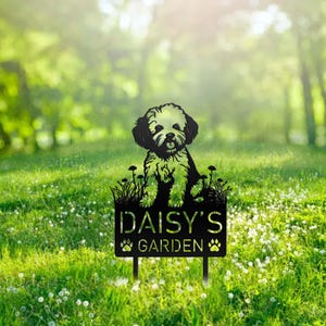 Custom Bichon Frise Dog Metal Memorial Garden Stake Personalized Pet Grave Marker Name Sign Remembrance Stake Decor Sympathy Dog Loss Gift