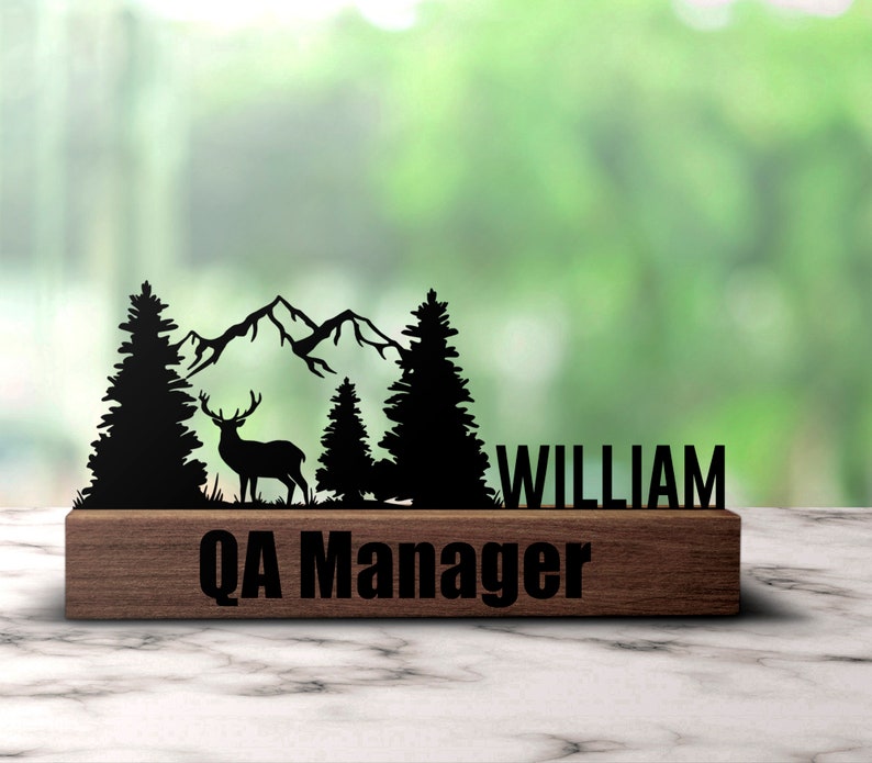 Custom Deer Hunting Desk Name Plate Wedge Personalized Hunter Etsy