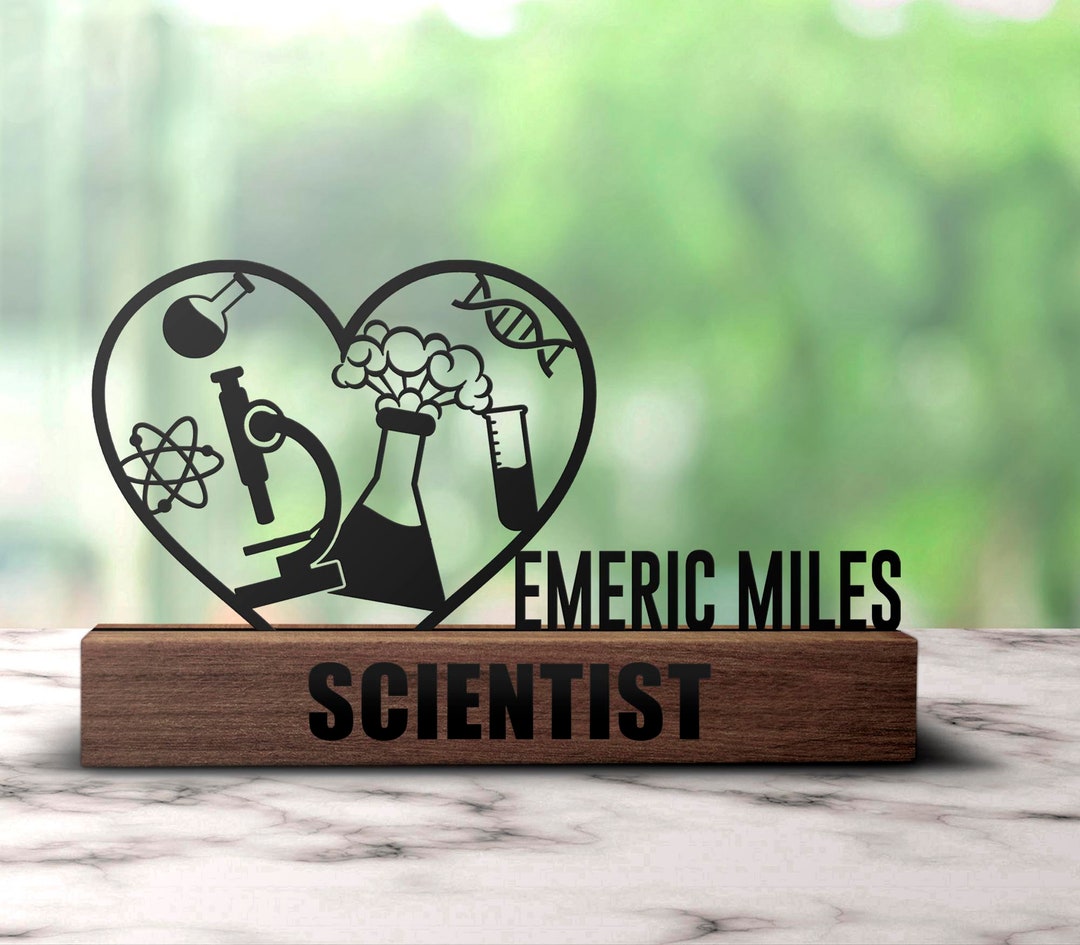Custom Scientist Desk Name Plate Wedge Personalized Science Lover