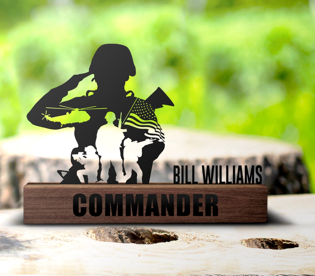 Custom Soldier Military Desk Name Plate Wedge Personalized American