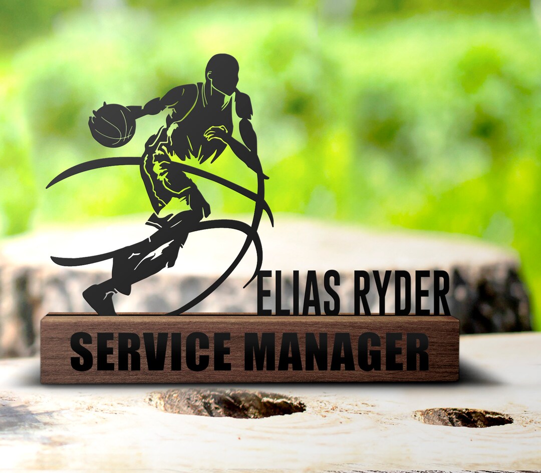 Custom Basketball Desk Name Plate Wedge Personalized Player Basketball